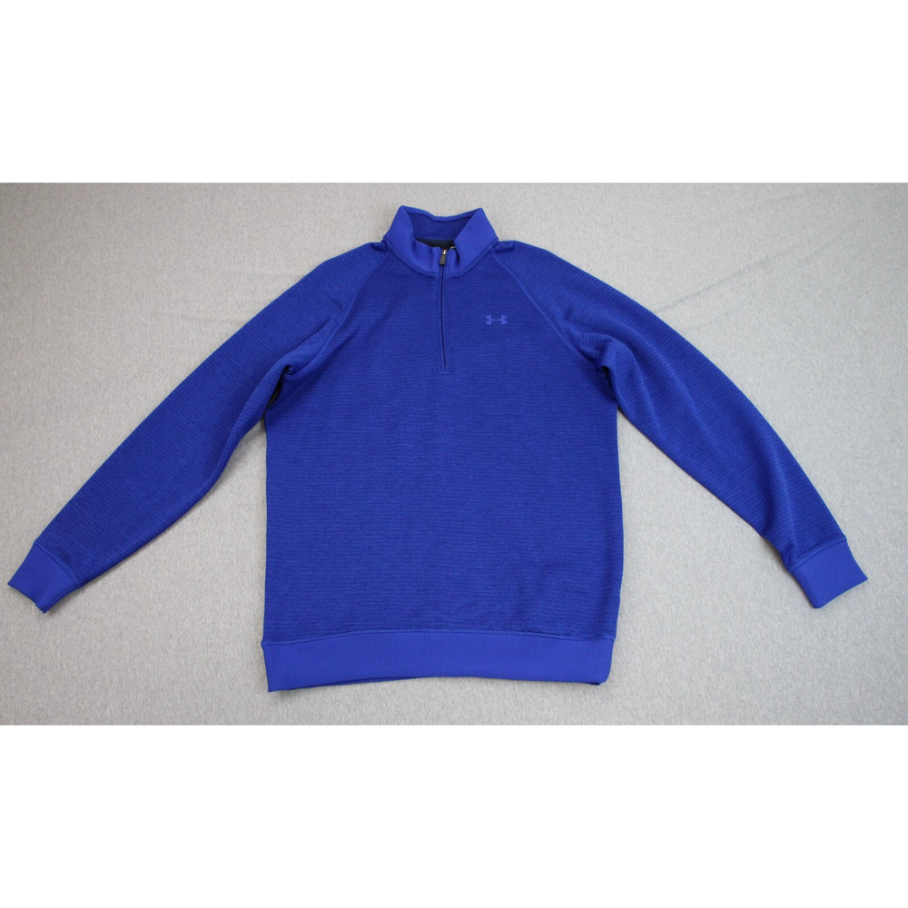 Under Armour‎ Sweateshirt Mens Large Blue 1/4 Zip Loose Coldgear Pullover Mock